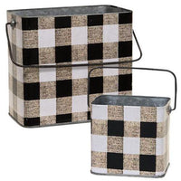 Thumbnail for 2/Set, Black & White Buffalo Check Canisters w/Handles - The Fox Decor