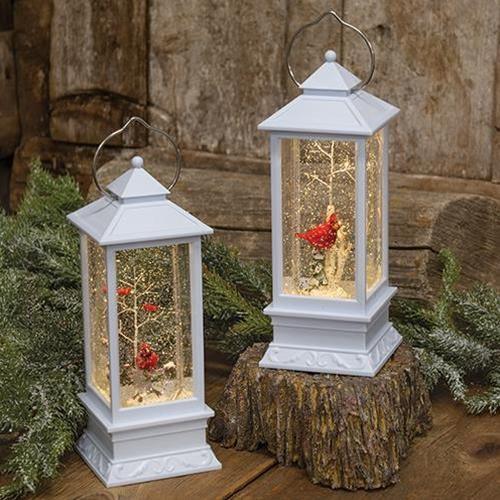 Lighted Cardinal Water Snow Scene, Set of 2 - The Fox Decor