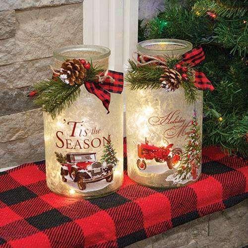 2/set Lighted Frosted Glass Holiday Vehicle Bottle - The Fox Decor