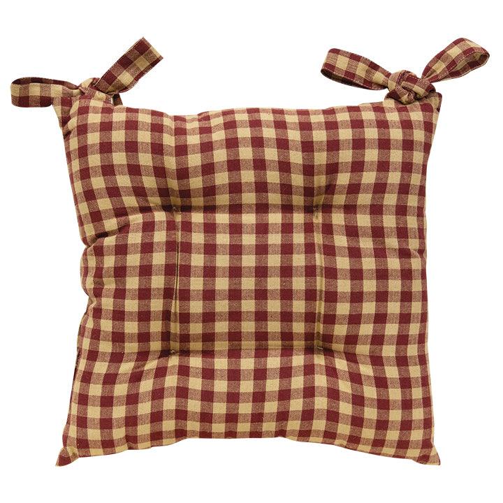 Burgundy Check Chair Pad Set of 4 - The Fox Decor