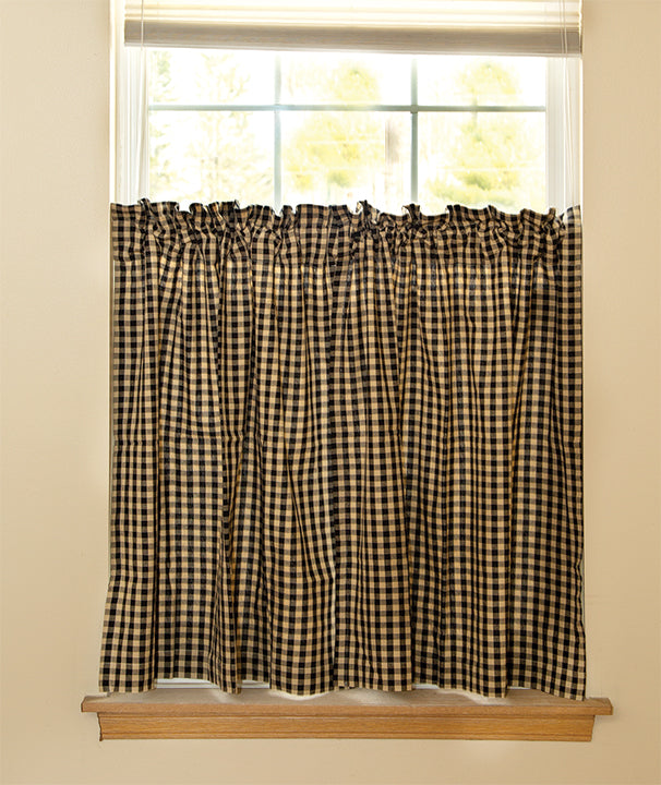 Black Check Tier Curtain Set of 2 36"x36" - The Fox Decor
