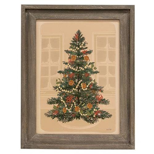 Christmas Tree Gray Wood Framed Sign - The Fox Decor