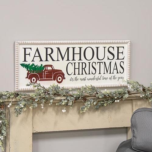 Farmhouse Christmas Truck Beaded Wood Sign - The Fox Decor