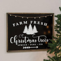 Farm Fresh Christmas Trees Black & White Wood Sign - The Fox Decor