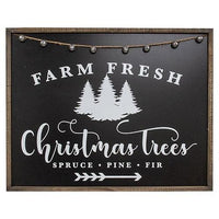 Farm Fresh Christmas Trees Black & White Wood Sign - The Fox Decor