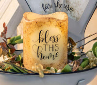 Bless this Home Timer Pillar Candle - The Fox Decor