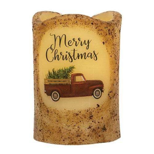 Merry Christmas Truck Pillar, 3x4.5" - The Fox Decor