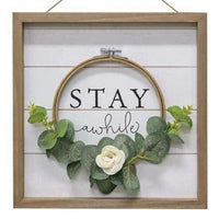 Stay Awhile Floral Framed Sign - The Fox Decor