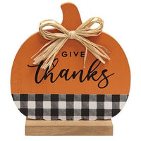 Give Thanks Buffalo Check & Orange Pumpkin - The Fox Decor