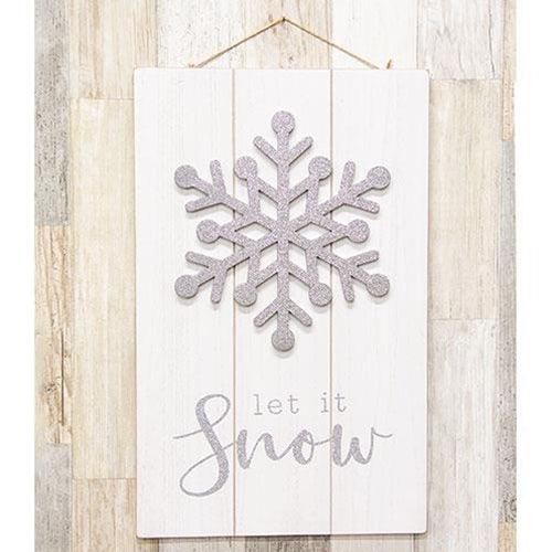 Sparkle Snowflake Let It Snow Pallet Sign - The Fox Decor