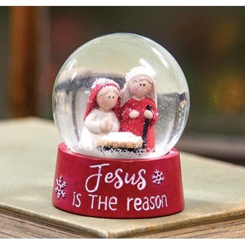 Jesus is the Reason Snow Globe w/Holy Family - The Fox Decor