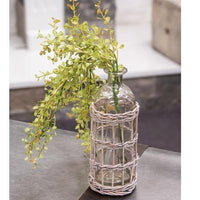 Graywash Willow Wrapped Glass Bottle, 9