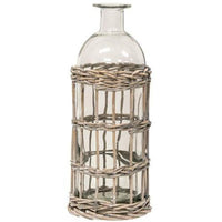 Graywash Willow Wrapped Glass Bottle, 9