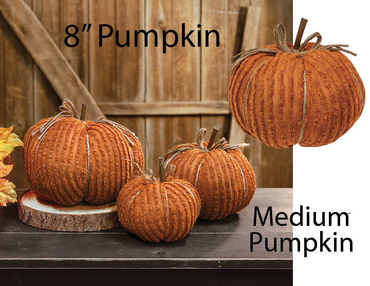 8" Orange Chenille Pumpkin - The Fox Decor