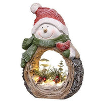Light Up Resin Snowman w/Cardinal - The Fox Decor