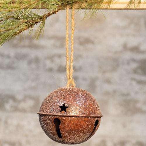 Vintage Glitter Rusty Bell Ornament, 4.5" - The Fox Decor