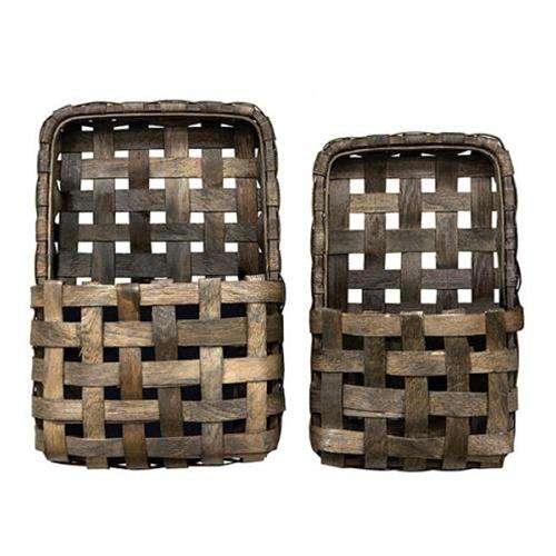 2/Set, Aged Tobacco Wall Pocket Baskets - The Fox Decor