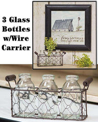 3 Bottles w/ Wire Carrier basket - The Fox Decor