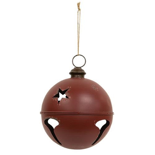 Distressed Burgundy Jingle Bell, 10" - The Fox Decor