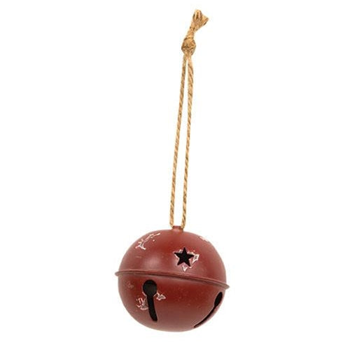 Distressed Burgundy Jingle Bell, 3.5" - The Fox Decor