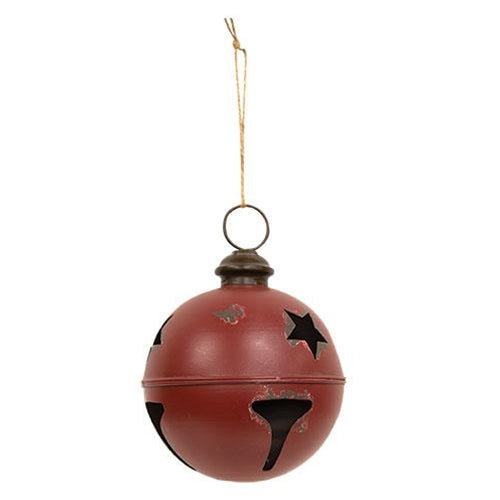 Distressed Burgundy Jingle Bell, 8.5"H - The Fox Decor