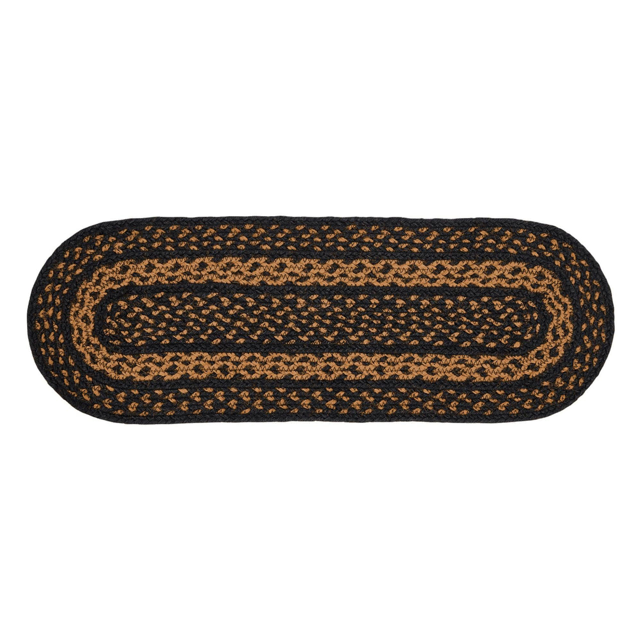 Black & Tan Jute Oval Braided Table Runner 8x24 VHC Brands - The Fox Decor