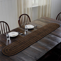 Black & Tan Jute Oval Braided Table Runner 13x72 VHC Brands - The Fox Decor
