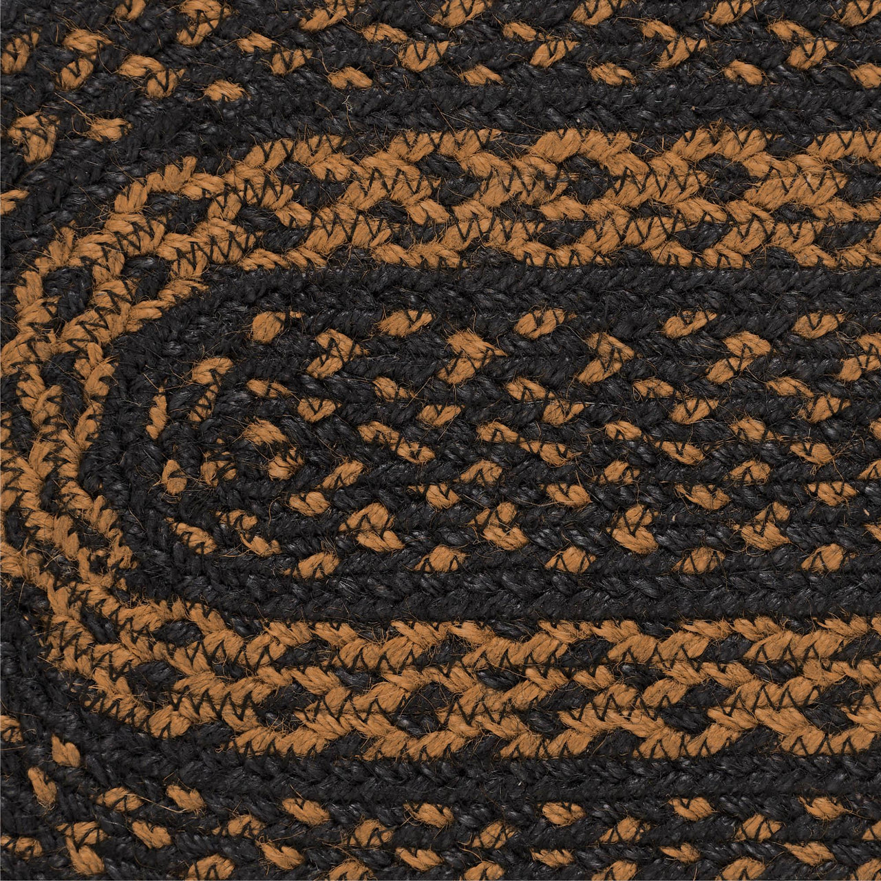 Black & Tan Jute Oval Braided Table Runner 13x72 VHC Brands - The Fox Decor