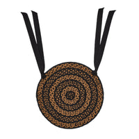 Black & Tan Jute Braided Chair Pad 15 inch Diameter VHC Brands - The Fox Decor