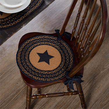 Farmhouse Jute Braided Chair Pad Applique Star 15
