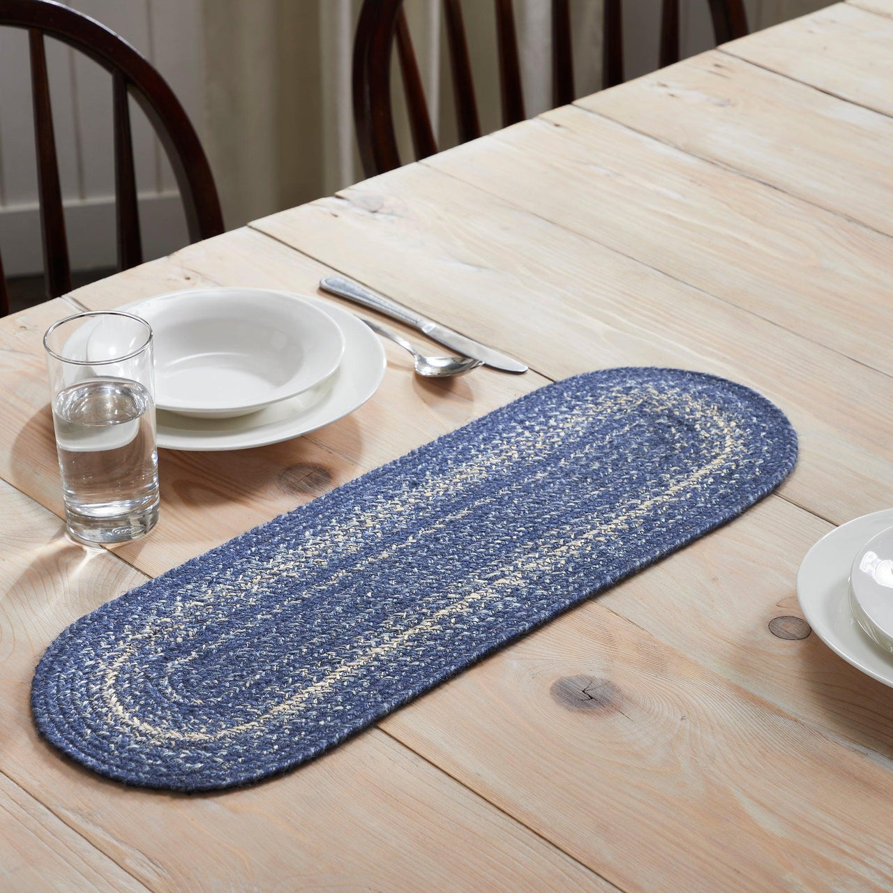 Great Falls Blue Jute Braided Oval Runner 8x24 VHC Brands - The Fox Decor