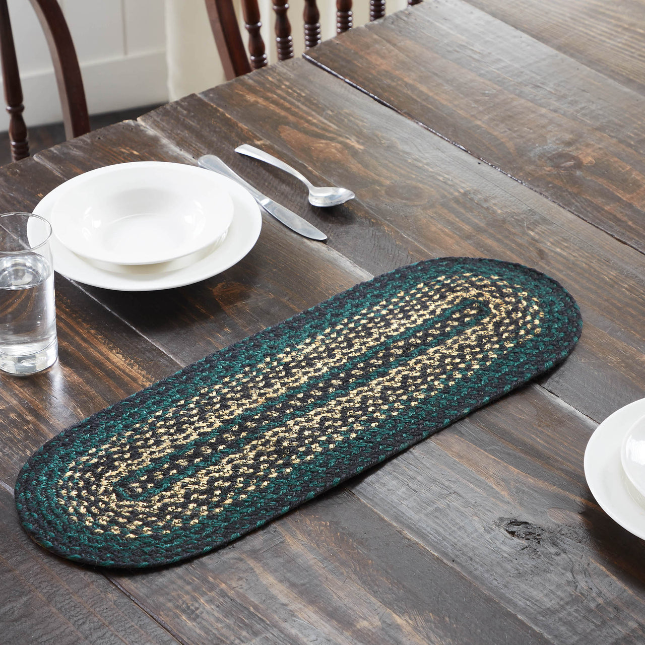Pine Grove Jute Oval Braided Table Runner 8"x24" VHC Brands - The Fox Decor