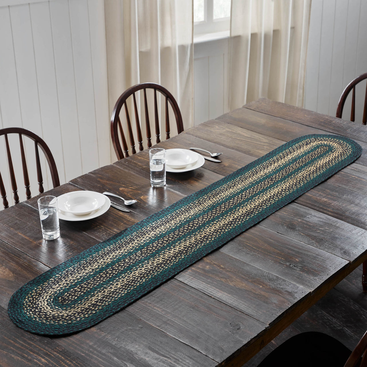 Pine Grove Jute Oval Braided Table Runner 13"x72" VHC Brands - The Fox Decor