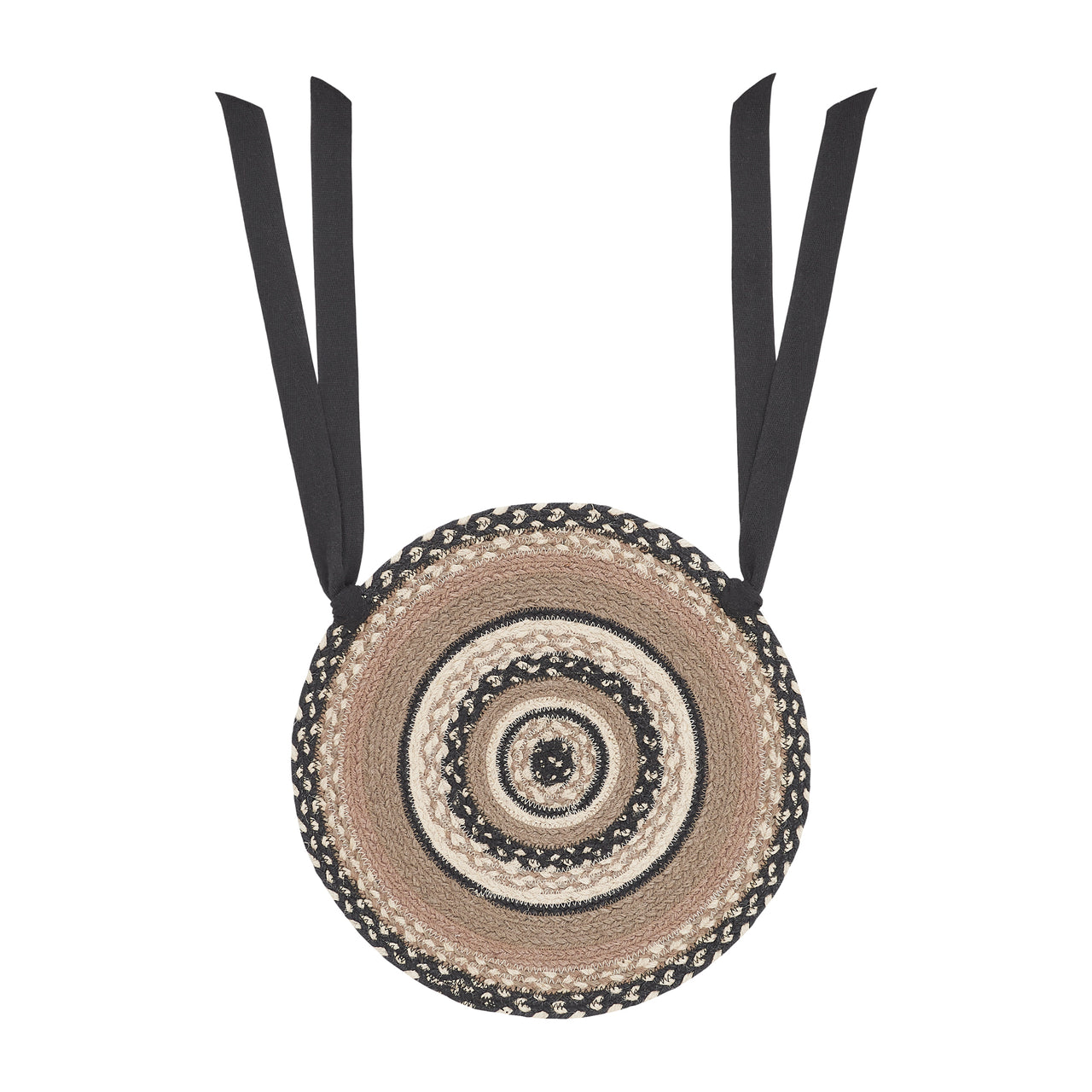 Sawyer Mill Charcoal Creme Jute Braided Chair Pad 15" VHC Brands - The Fox Decor