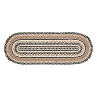 Sawyer Mill Charcoal Creme Jute Braided Oval Table Runner 13