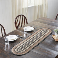 Sawyer Mill Charcoal Creme Jute Braided Oval Table Runner 13