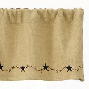 Primitive Burlap Star Valance Park designs - The Fox Decor