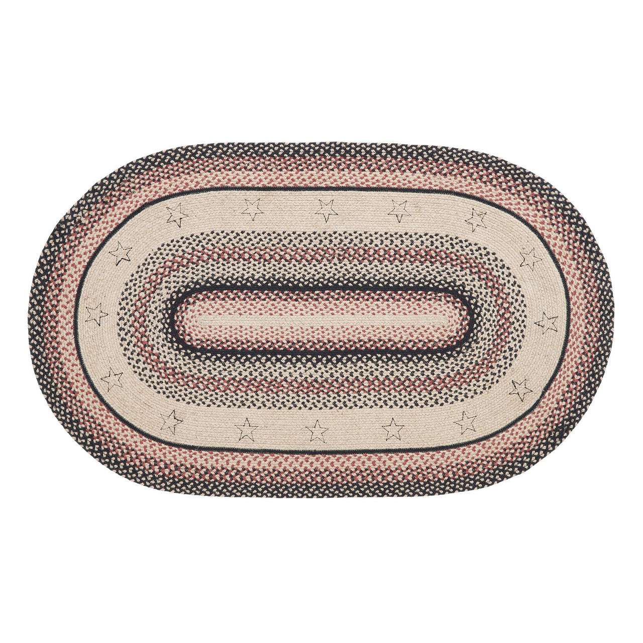 Colonial Star Jute Braided Rug Oval with Rug Pad 3'x5' VHC Brands - The Fox Decor
