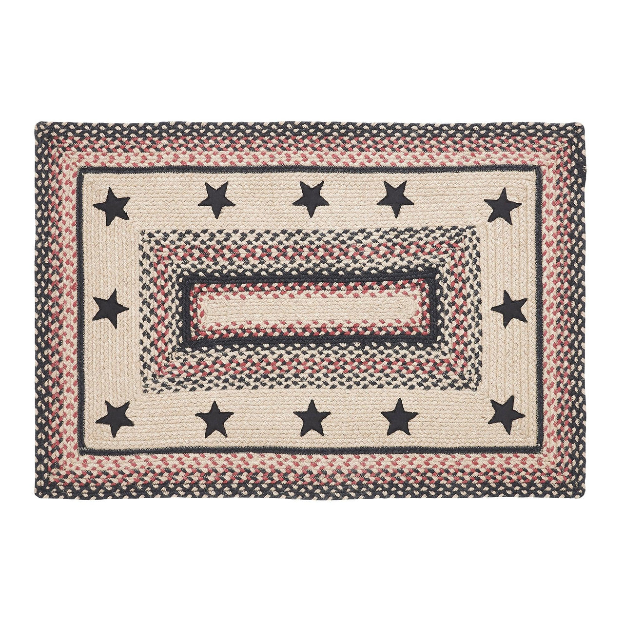 Colonial Star Jute Braided Rug Rect. with Rug Pad 2'x3' VHC Brands - The Fox Decor