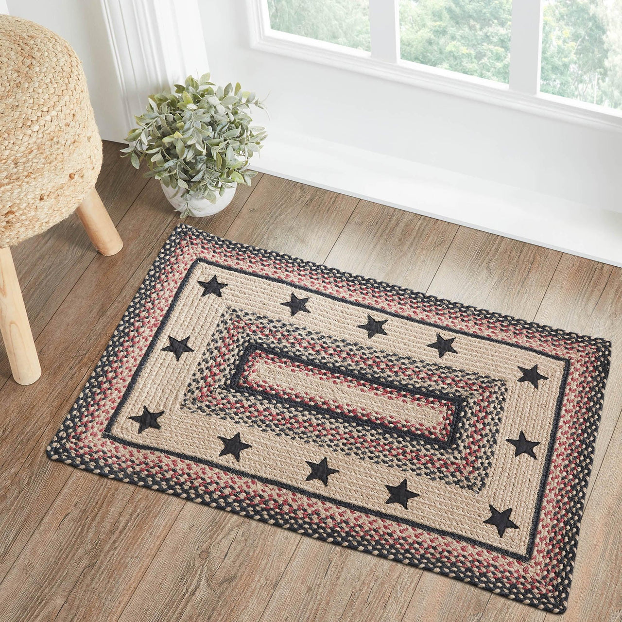 Colonial Star Jute Braided Rug Rect. with Rug Pad 2'x3' VHC Brands - The Fox Decor