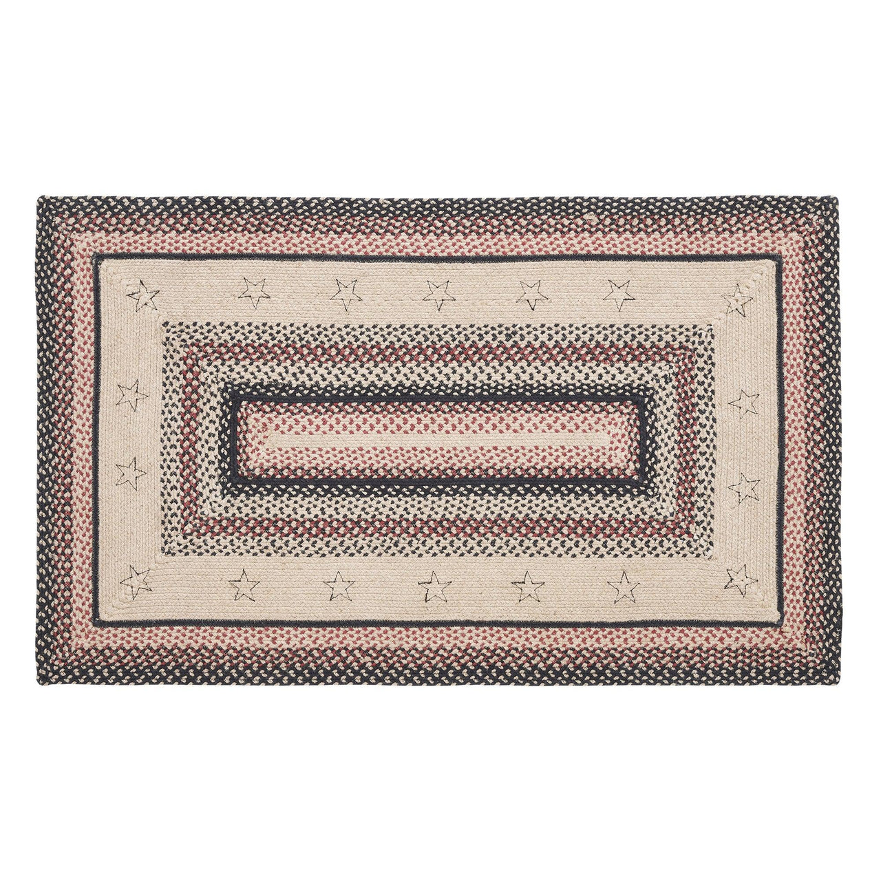 Colonial Star Jute Braided Rug Rect. with Rug Pad 3'x5' VHC Brands - The Fox Decor