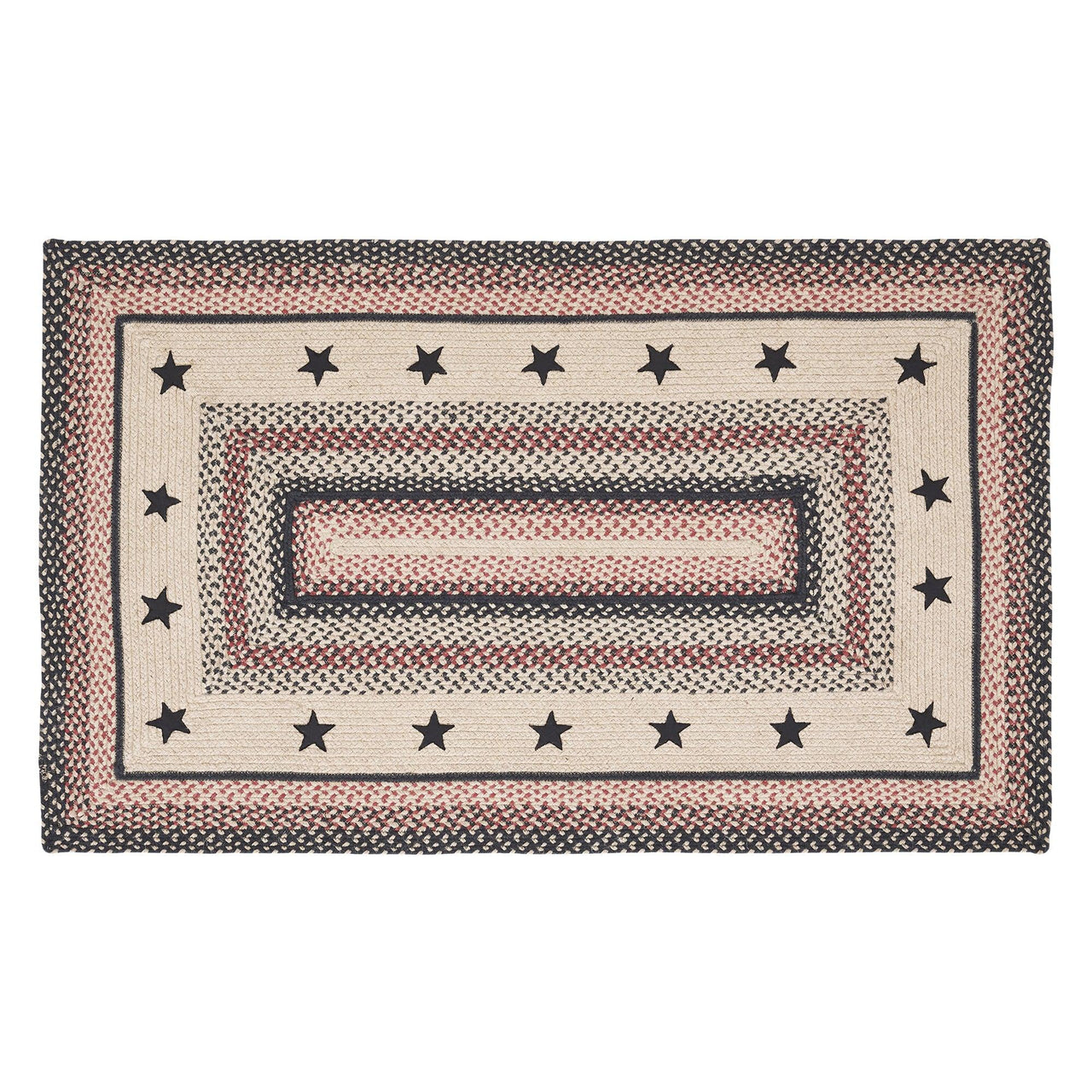 Colonial Star Jute Braided Rug Rect. with Rug Pad 3'x5' VHC Brands - The Fox Decor
