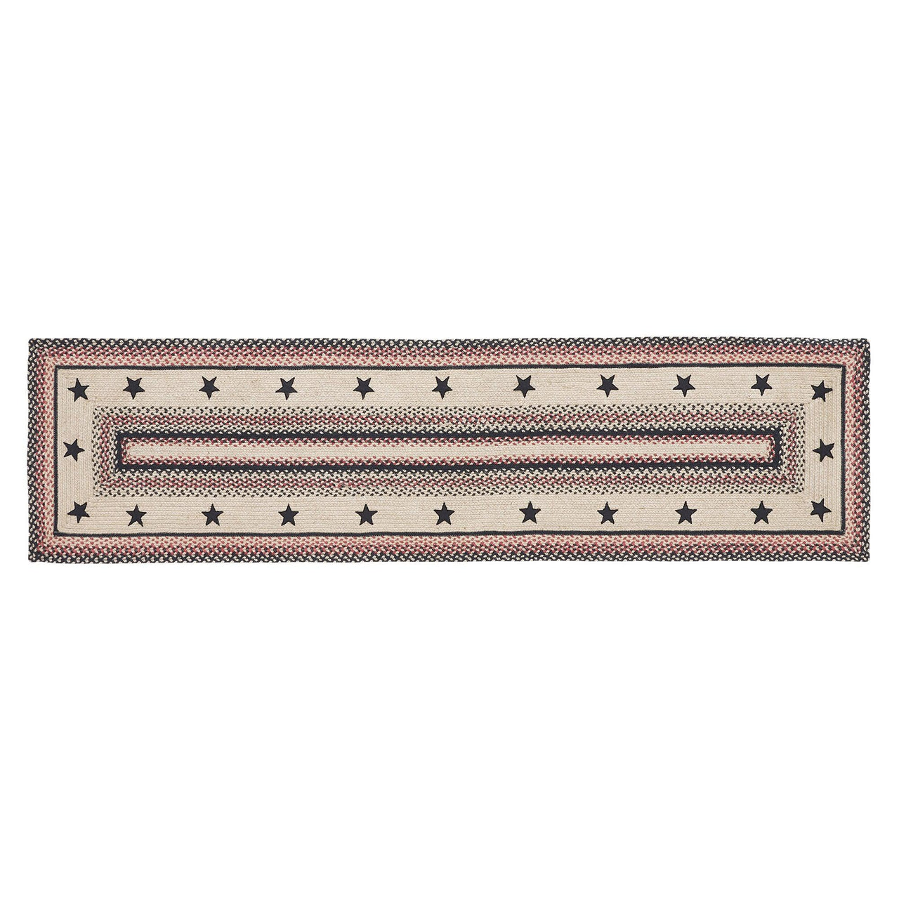 Colonial Star Jute Braided Rug/Runner Rect. with Rug Pad 2'x8' VHC Brands - The Fox Decor