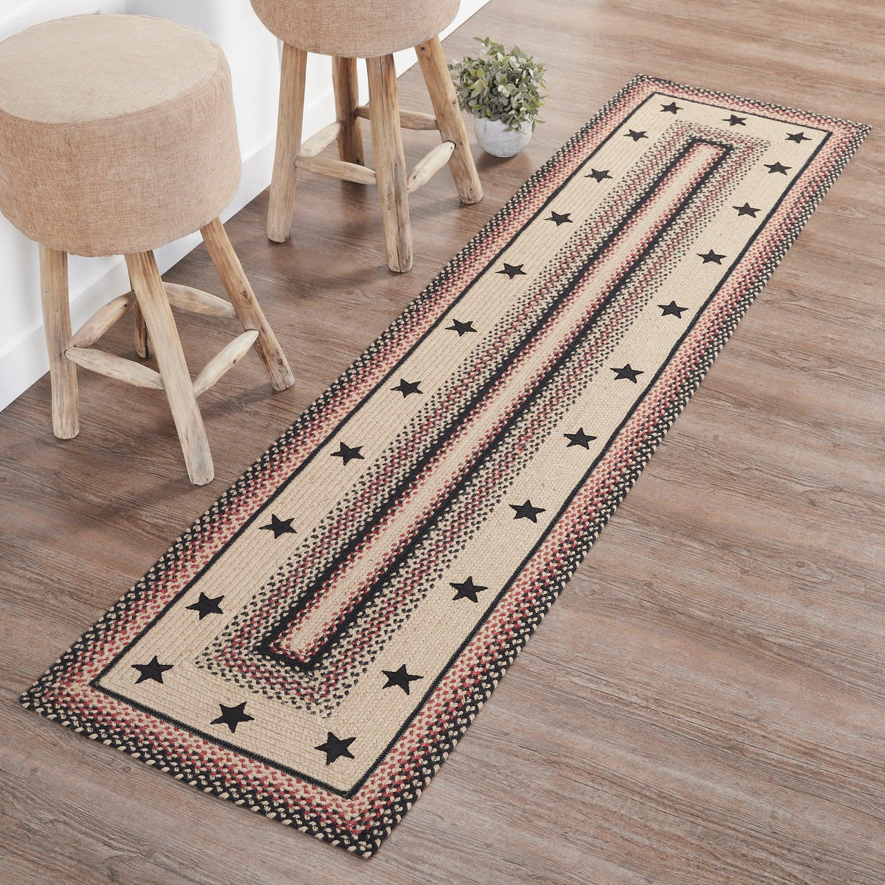 Colonial Star Jute Braided Rug/Runner Rect. with Rug Pad 2'x8' VHC Brands - The Fox Decor