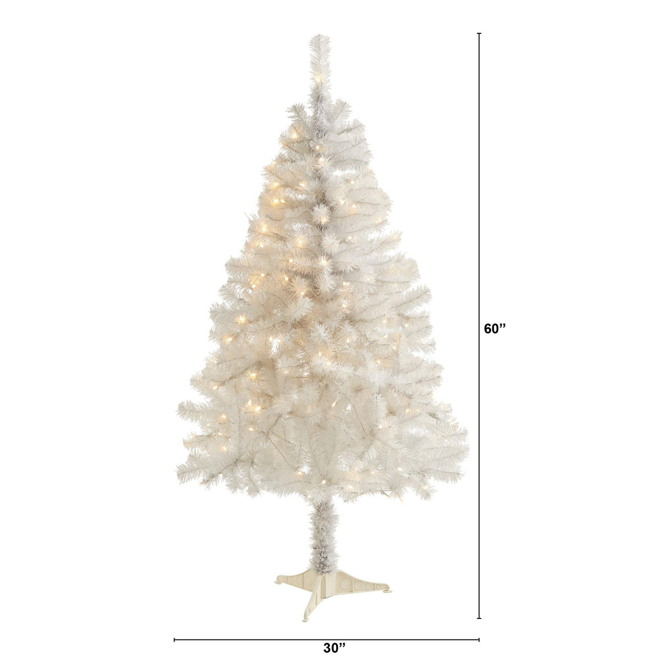 5' White Artificial Christmas Tree with 350 Bendable Branches and 150 Clear LED Lights - The Fox Decor