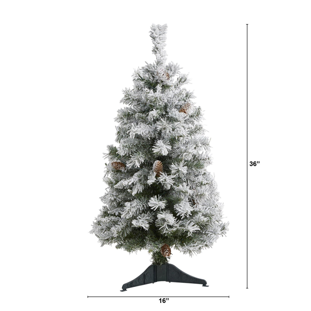 3' Flocked White River Mountain Pine Artificial Christmas Tree with Pinecones - The Fox Decor