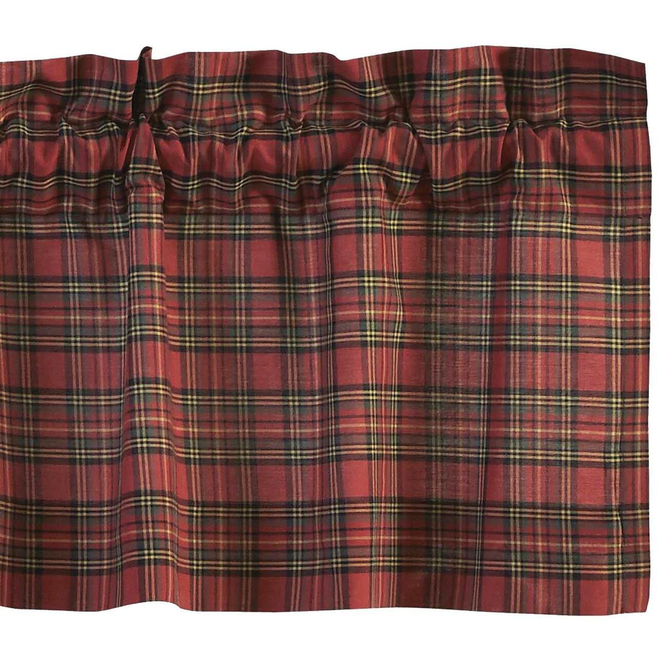 Tartan Red Plaid Valance Curtain 16x60 - The Fox Decor