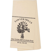 Thumbnail for Sawyer Mill Charcoal Windmill Muslin Unbleached Natural Tea Towel 19x28 VHC Brands - The Fox Decor