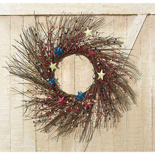 Americana Pip Berry Sunburst Wreath, 24" - The Fox Decor