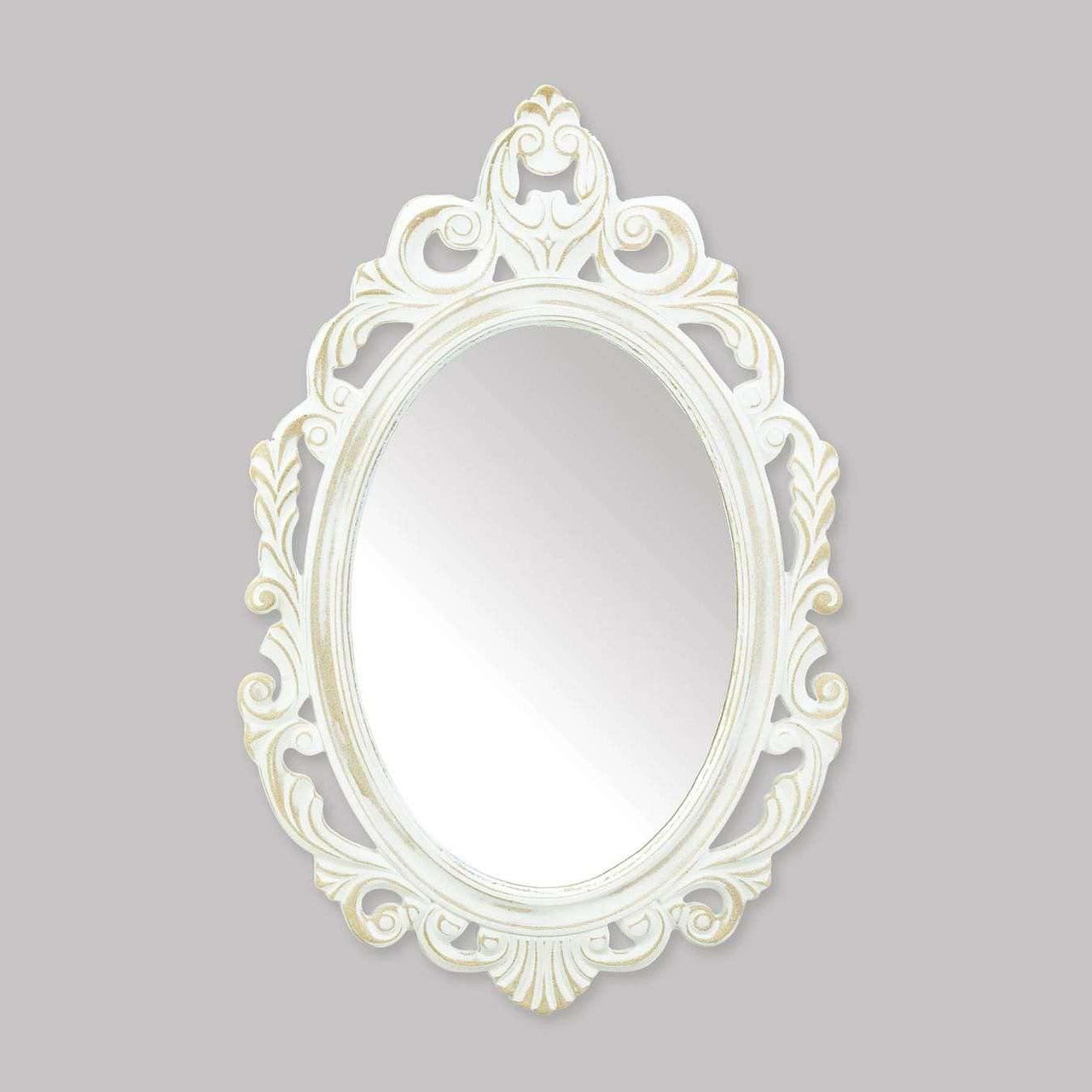Antiqued White Wall Mirror - The Fox Decor